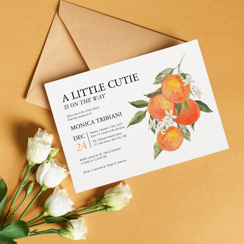 Little Cutie Citrus Botanical Modern Baby Shower Invitation