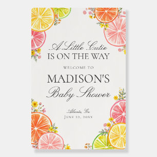 Little Cutie Citrus Floral Baby Shower Welcome Foam Board
