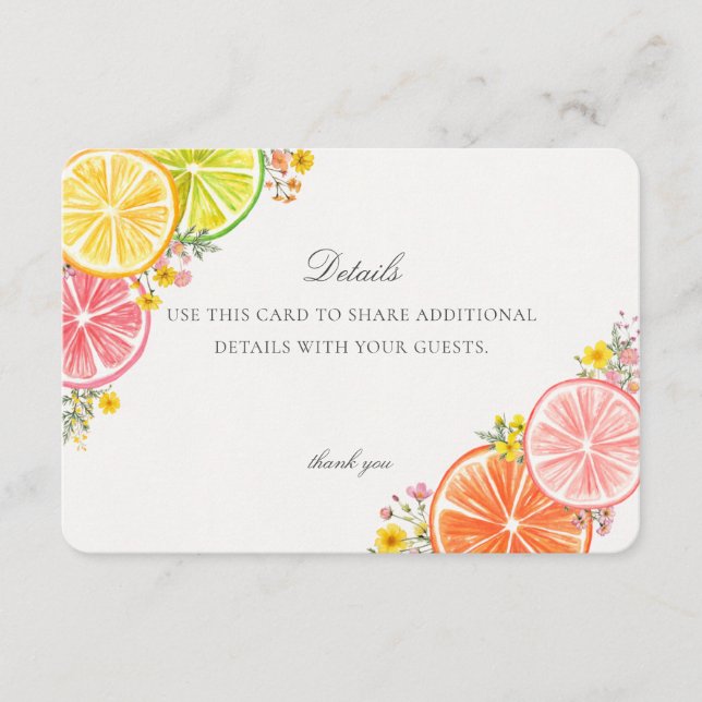 Little Cutie Citrus Floral Event Details Insert (Front)