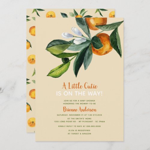 Little Cutie Citrus Gender Neutral Baby Shower Invitation