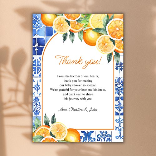 Little Cutie Citrus Gender Neutral Baby Shower Thank You Card