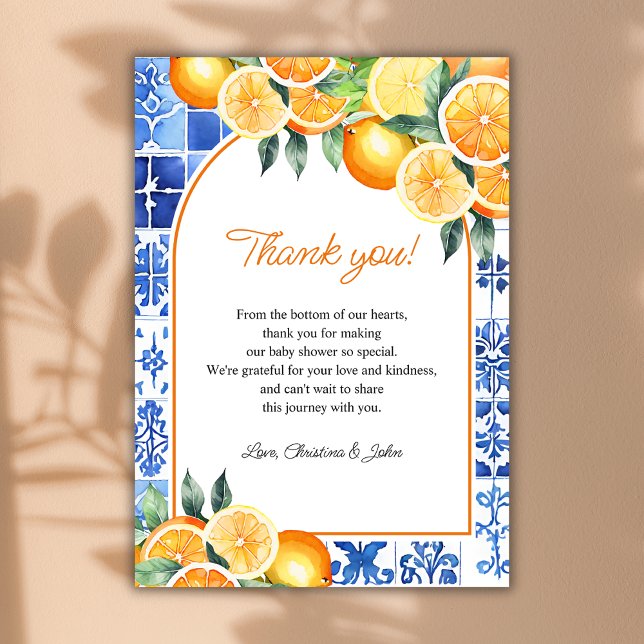 Little Cutie Citrus Gender Neutral Baby Shower Thank You Card (Creator Uploaded)