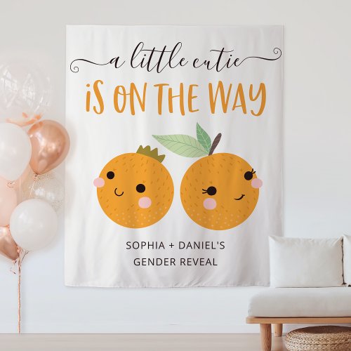 Little Cutie Citrus Gender Reveal Banner Tapestry