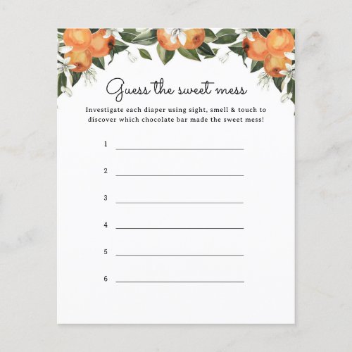 Little Cutie Citrus Guess The Sweet Mess Game Card