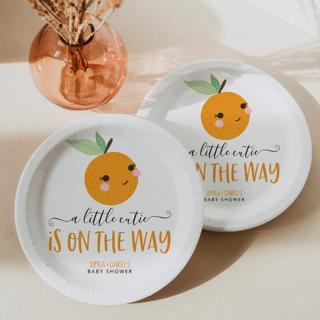 Little Cutie Citrus Modern Baby Shower Paper Plates (Creator Uploaded)