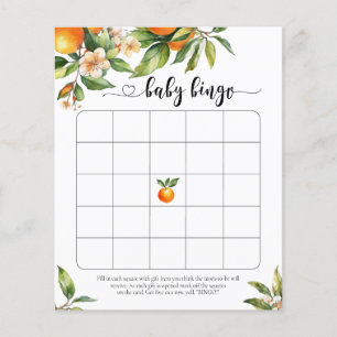 Little Cutie Citrus Orange Baby Shower Bingo Game