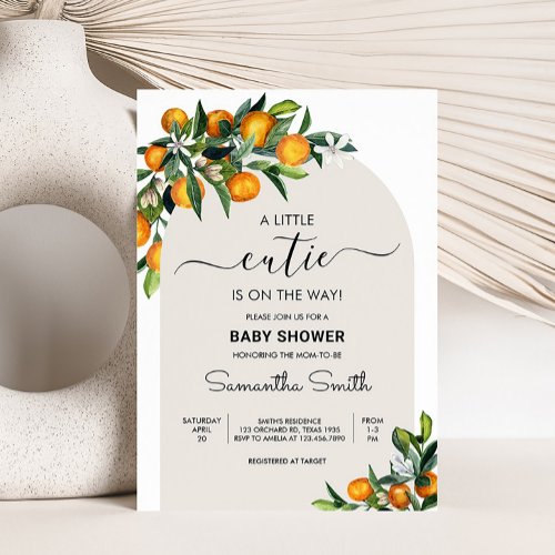 Little Cutie Citrus Orange Baby Shower Invitation