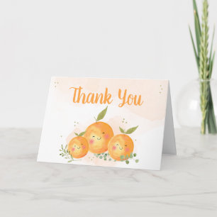 Little Cutie Citrus Orange Baby Shower Letterpress Thank You Card
