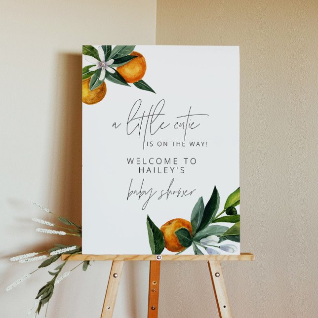 Little Cutie Citrus Orange Baby Shower Welcome Foam Board (Creator Uploaded)