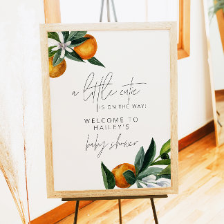 Little Cutie Citrus Orange Baby Shower Welcome Poster