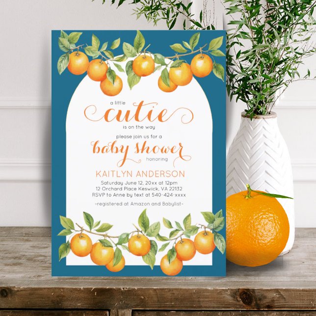 Little Cutie Citrus Orange Clementine Baby Shower  Invitation (Little Cutie Citrus Orange Clementine Baby Shower Invitation)