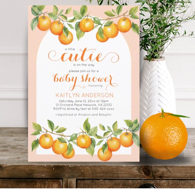 Little Cutie Citrus Orange Clementine Baby Shower  Invitation (Little Cutie Citrus Orange Clementine Baby Shower Invitation)