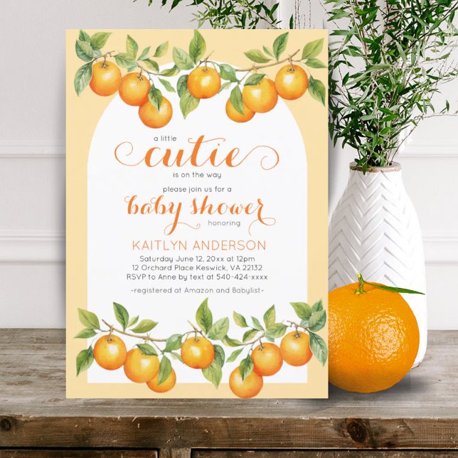 Little Cutie Citrus Orange Clementine Baby Shower  Invitation (Little Cutie Citrus Orange Clementine Baby Shower Invitation)