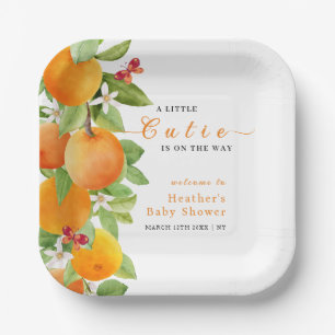 Little Cutie Citrus Orange Clementine Baby Shower Paper Plates