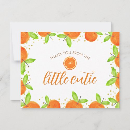 Little Cutie Citrus Orange Clementine Baby Shower Thank You Card