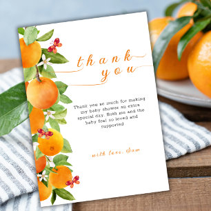Little Cutie Citrus Orange Clementine Baby Shower Thank You Card