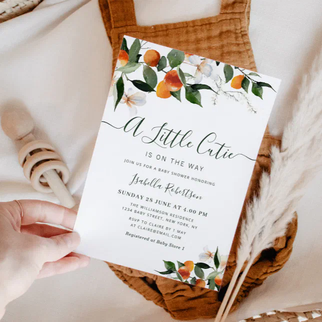 LITTLE CUTIE citrus oranges baby shower Invitation Zazzle