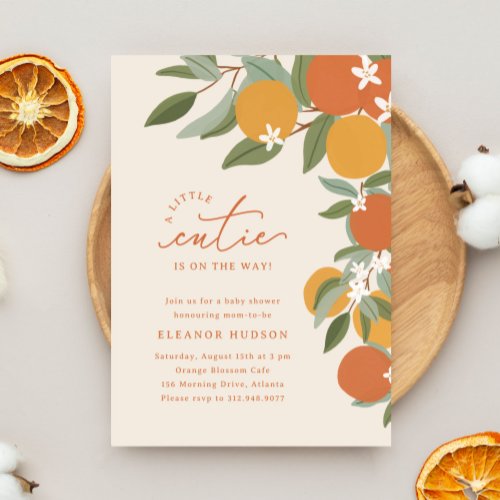 Little Cutie Citrus Oranges Baby Shower Invitation