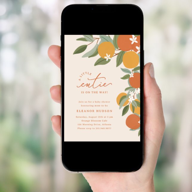 Little Cutie Citrus Oranges Baby Shower Invitation (Front Digital)