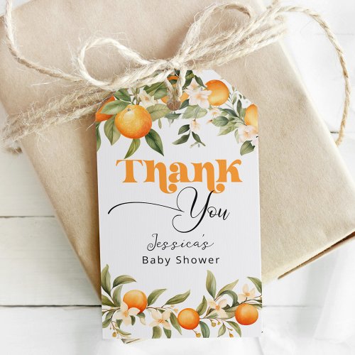 Little cutie citrus oranges baby shower thank you gift tags