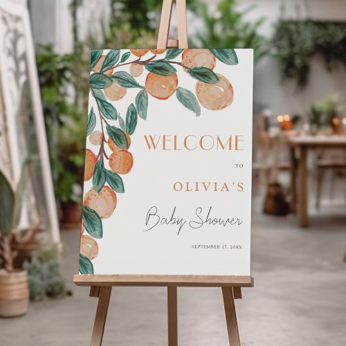 Little Cutie Citrus Oranges Baby Shower Welcome Foam Board