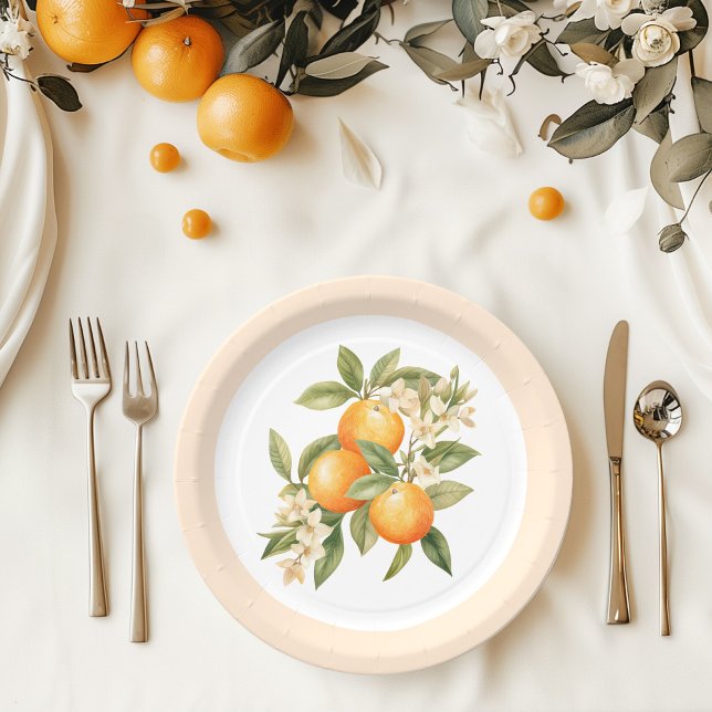 Little cutie citrus oranges birthday party paper plates (Creator Uploaded)