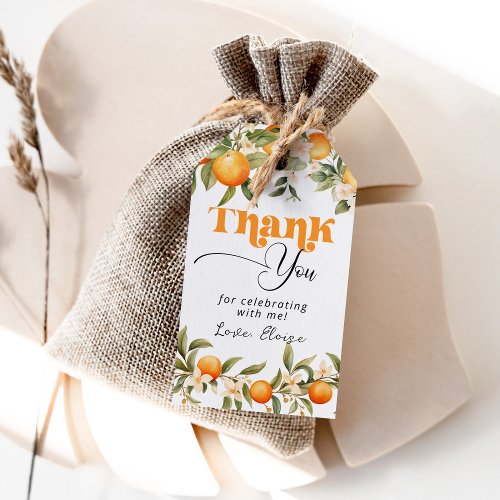 Little cutie citrus oranges birthday thank you gift tags