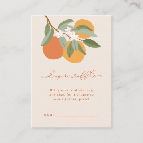 Little Cutie Citrus Oranges Diaper Raffle Enclosure Card