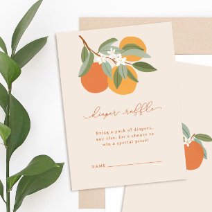Little Cutie Citrus Oranges Diaper Raffle Enclosure Card