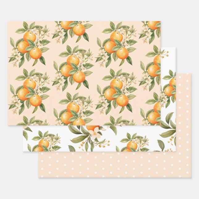 Little cutie citrus theme birthday party wrapping paper sheets (Set)