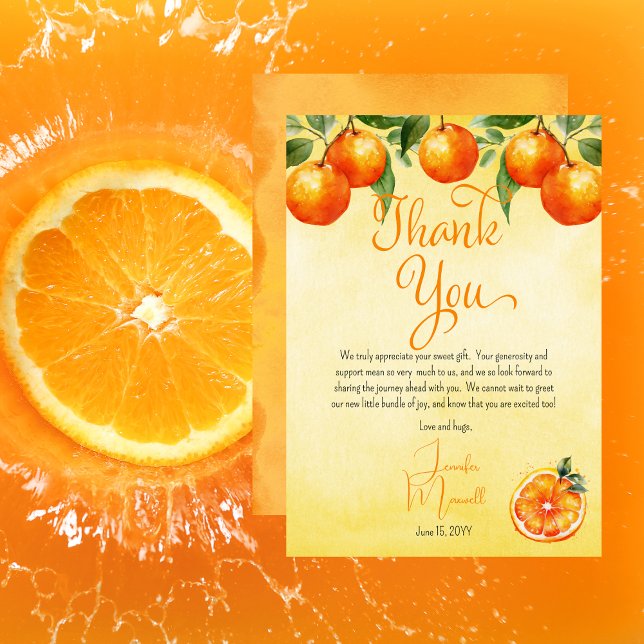 Little Cutie Citrus Watercolor Baby Shower Thank You Card (Little Cutie Citrus Watercolor Baby Shower Thank You Card)