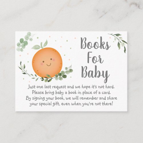 Little Cutie Clementine Baby Shower Book Request Enclosure Card