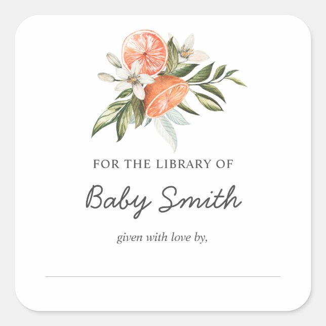 Little Cutie Clementine Baby Shower Bookplate (Front)