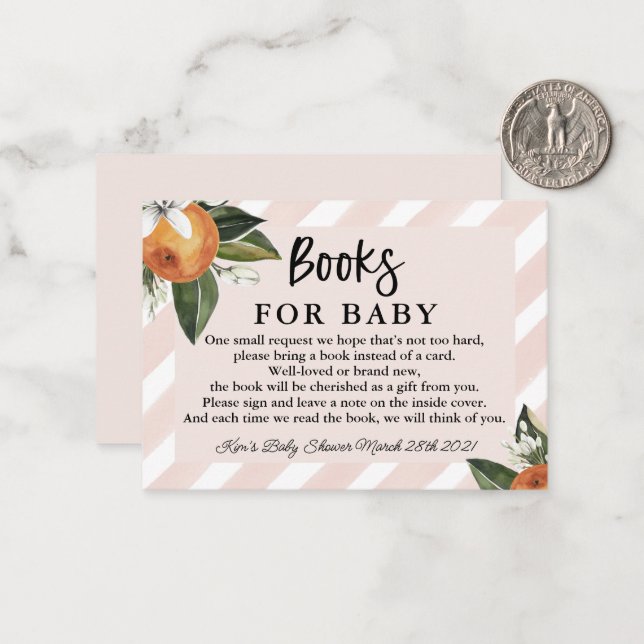Little Cutie Clementine Baby Shower Books For Baby Note Card (Front/Back In Situ)