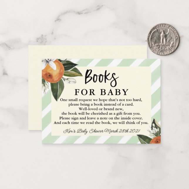 Little Cutie Clementine Baby Shower Books For Baby Note Card (Front/Back In Situ)