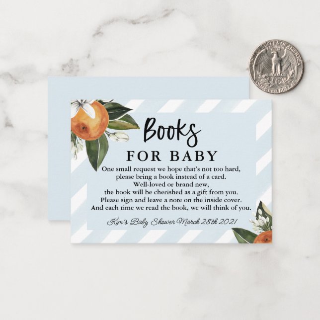Little Cutie Clementine Baby Shower Books For Baby Note Card (Front/Back In Situ)