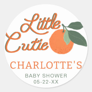 Little Cutie Clementine Baby Shower Favor Sticker