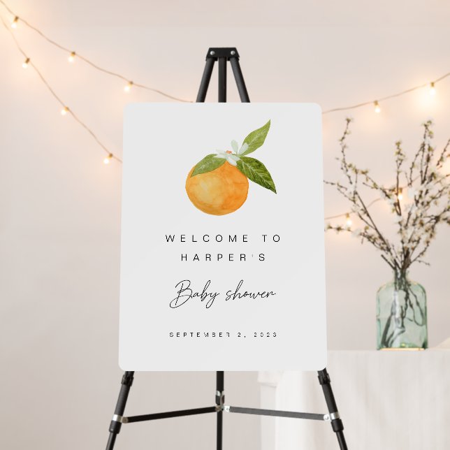 Little Cutie Clementine Baby Shower Welcome Sign (In Situ (Stand))