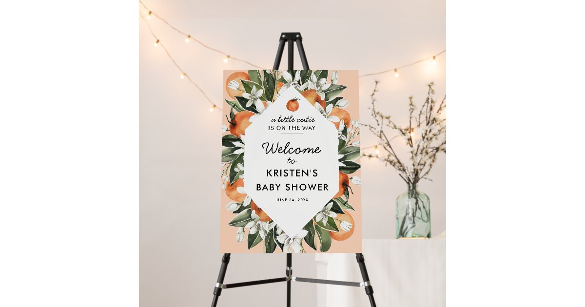 Little Cutie Clementine Baby Shower Sign Zazzle