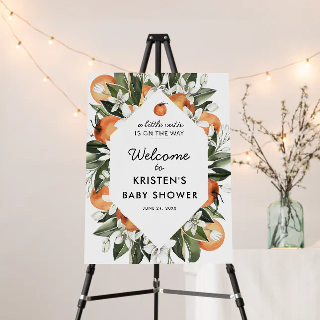 Little Cutie Clementine Baby Shower Sign Zazzle