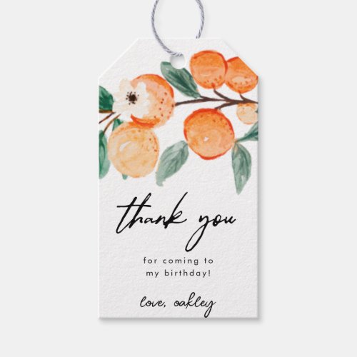 Little Cutie Clementine Birthday Favor Tags