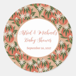 Little Cutie Clementine Citrus Theme Baby Shower Classic Round Sticker