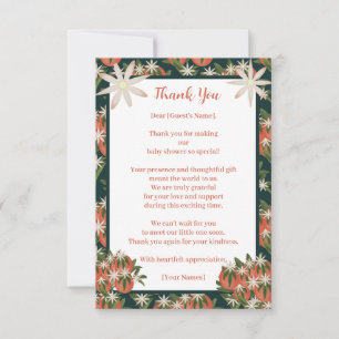 Little Cutie Clementine  Citrus Theme Baby Shower  Thank You Card