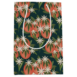 Little Cutie Clementine Dark Green Citrus Theme Medium Gift Bag