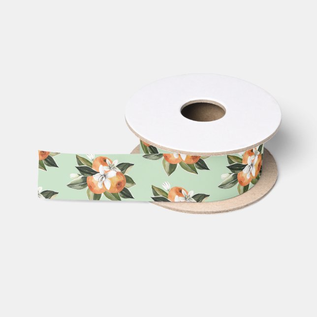 Little Cutie Clementine Green Citrus Party Satin Ribbon (Spool)