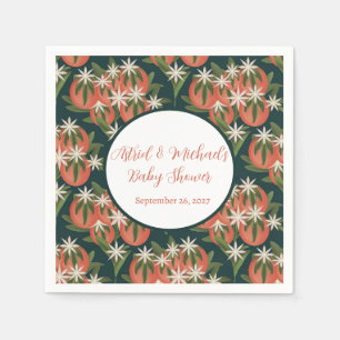 Little Cutie Clementine Green Neutral Baby Shower Napkins