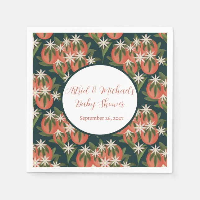 Little Cutie Clementine Green Neutral Baby Shower Napkins (Front)