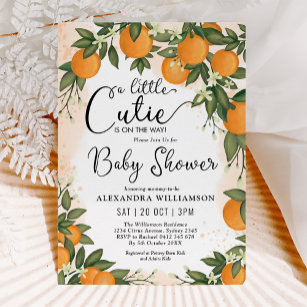 Little Cutie Clementine Orange Citrus Baby Shower Invitation