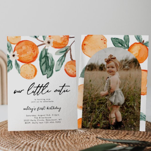 Little Cutie Clementine Photo Birthday Invitation (Creator Uploaded)