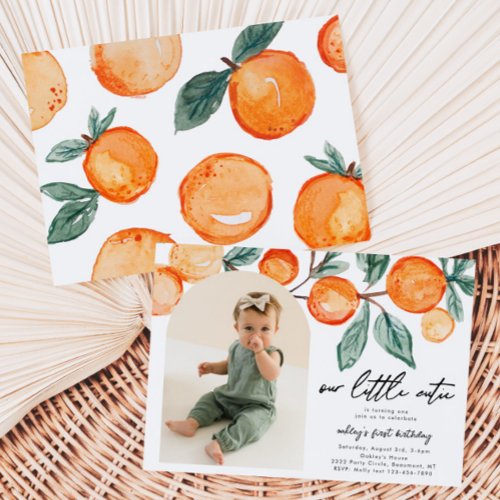 Little Cutie Clementine Photo Birthday Invitation